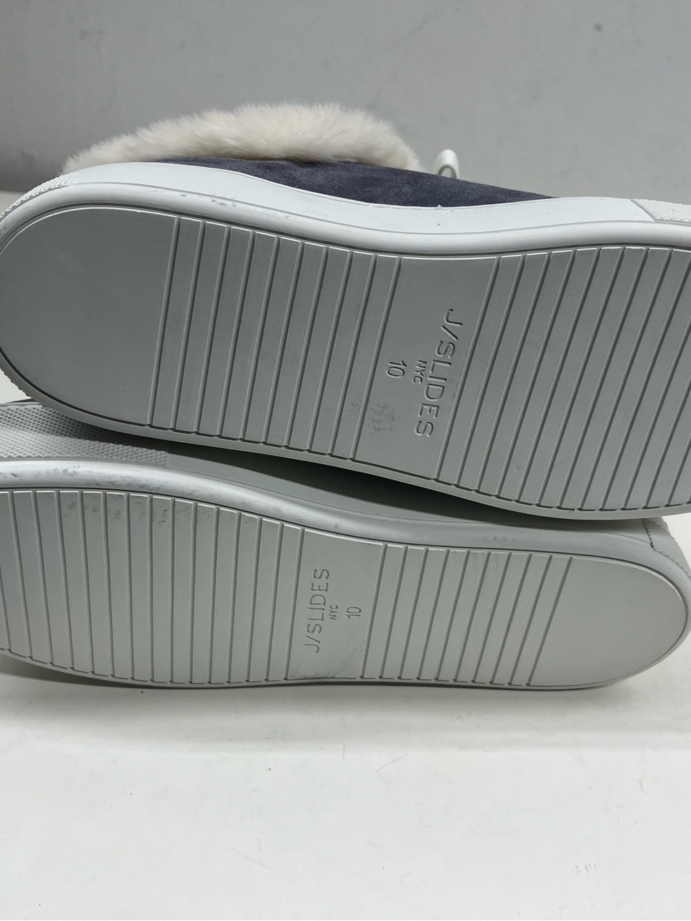 New J Slides Mellia Suede Fur Platform Sneakers in Grey Size 10 - Picture 8 of 8